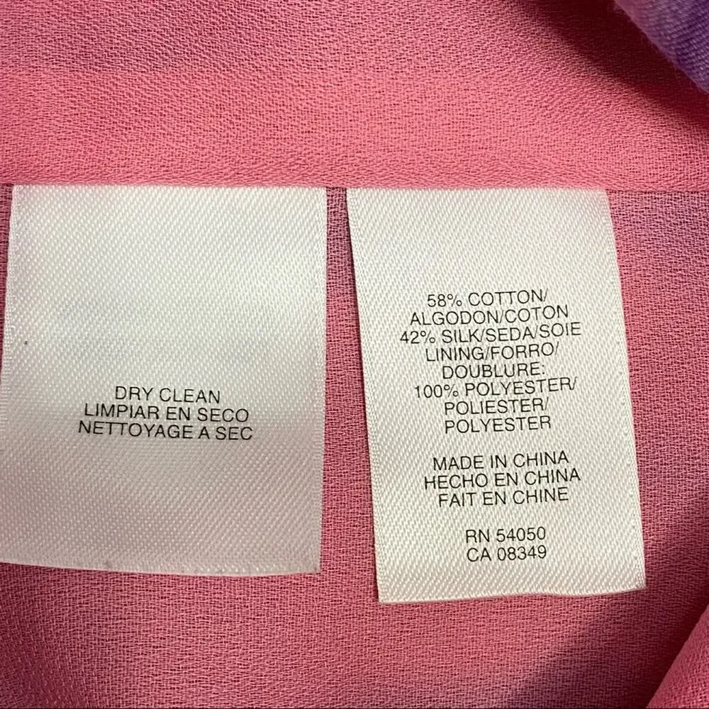 Anne Klein Collection Tie Dye Dress Womens Size 2 Pink Shift Silk Cotton Blend - Picture 15 of 16